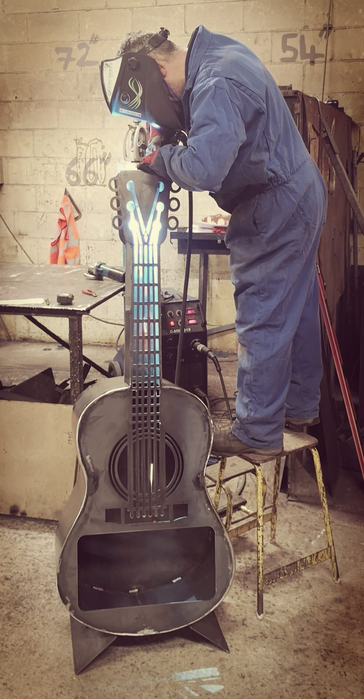Guitar Firepit in production