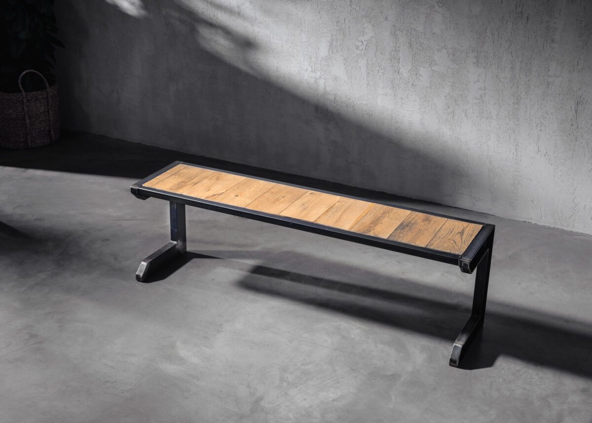 Steel and Wood Bench